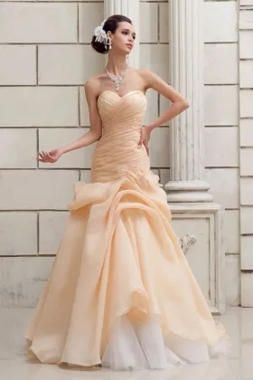 Sweetheart Chiffon Long DressES with Zipper Back Champagne main image 1