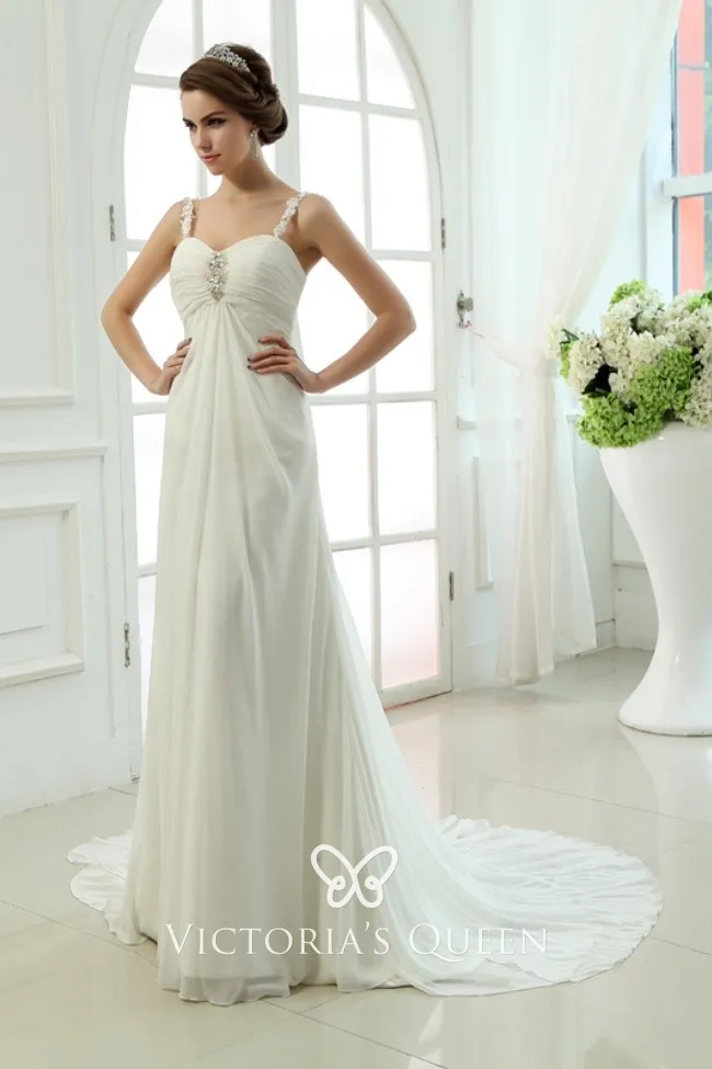 pleated draped chiffon overlay beaded empire waist long wedding dress pleated draped chiffon overlay beaded empire waist long wedding dress