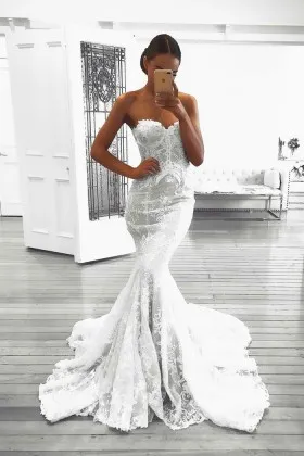grey and white wedding dress