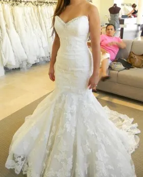 strapless sweetheart exquisite beaded lace mermaid timeless wedding gown