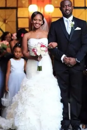 Strapless Drop Waist Cascading Ruffles Wedding Dress