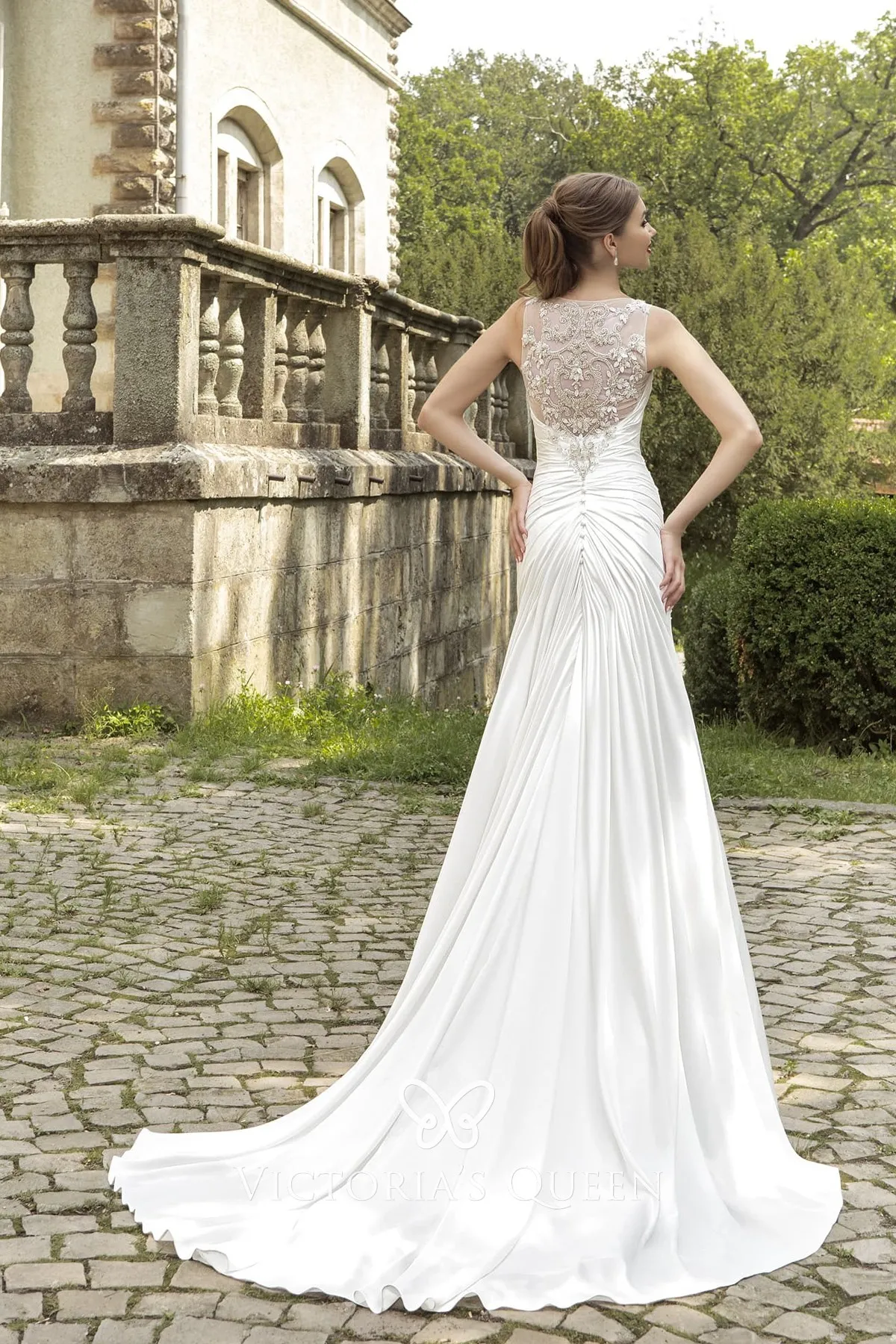 satin ruched wedding dress