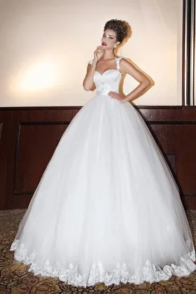 sweetheart lace satin tulle princess wedding ballgown