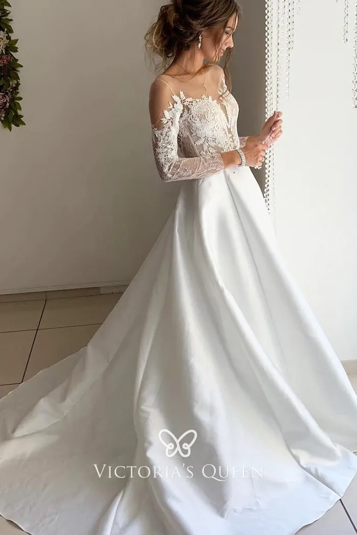 wedding dress with lace bodice