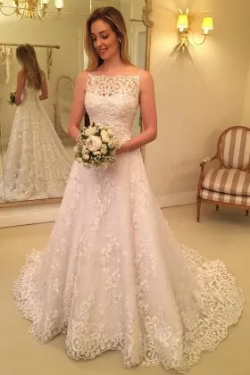 illusion neck spaghetti strap delicate lace bridal gown