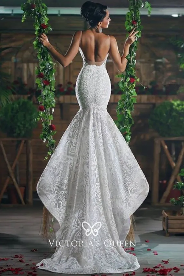low back intricate lace mermaid chapel train wedding gown low back intricate lace mermaid chapel train wedding gown