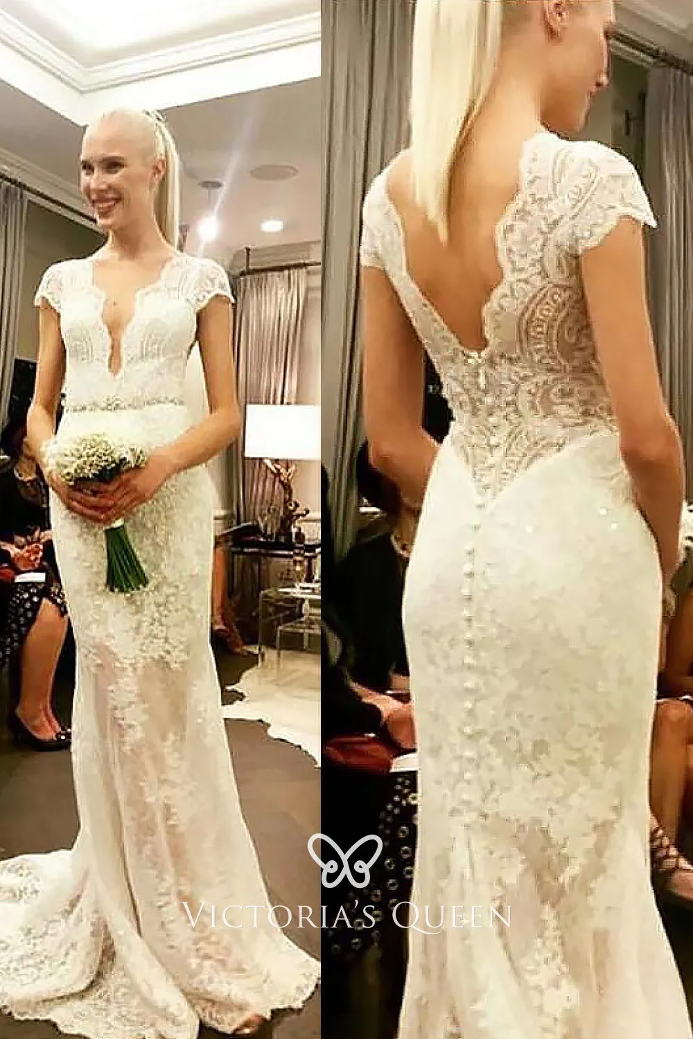 lace cap sleeve wedding dress