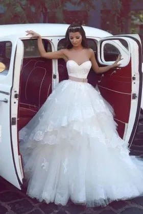 strapless lace tulle princess ball gown wedding dress