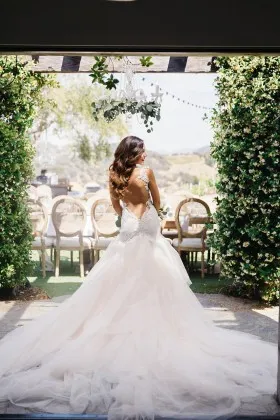 backless cathedral train lace tulle spring bridal gown