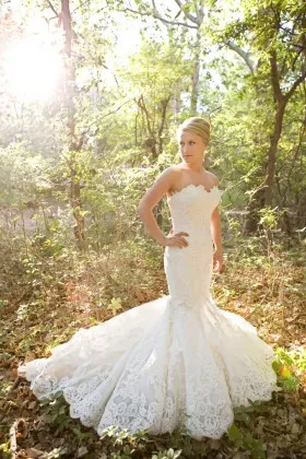 classic strapless lace mermaid spring wedding dress