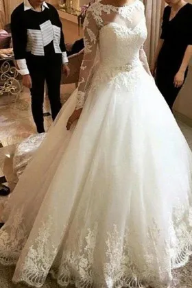 classic illusion sweetheart lace tulle wedding ballgown