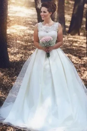 illusion sweetheart lace tulle satin wedding ballgown