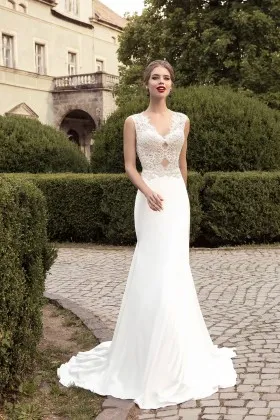 Cut out Lace Classy Spandex Mermaid Long Wedding Dress