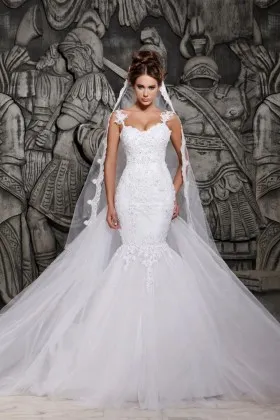 beaded lace tulle drop waist mermaid chic wedding dress