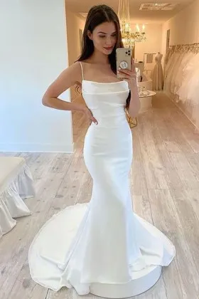 Scoop Neck Mermaid Pleated Spaghetti Straps Dress Mist main image 1