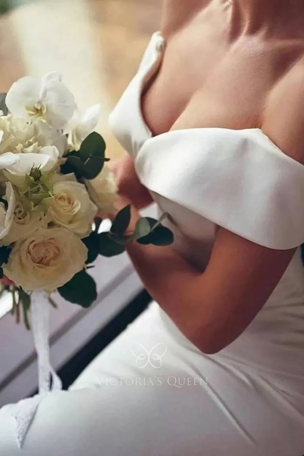 chic ivory satin off shoulder wedding dress chic ivory satin off shoulder wedding dress