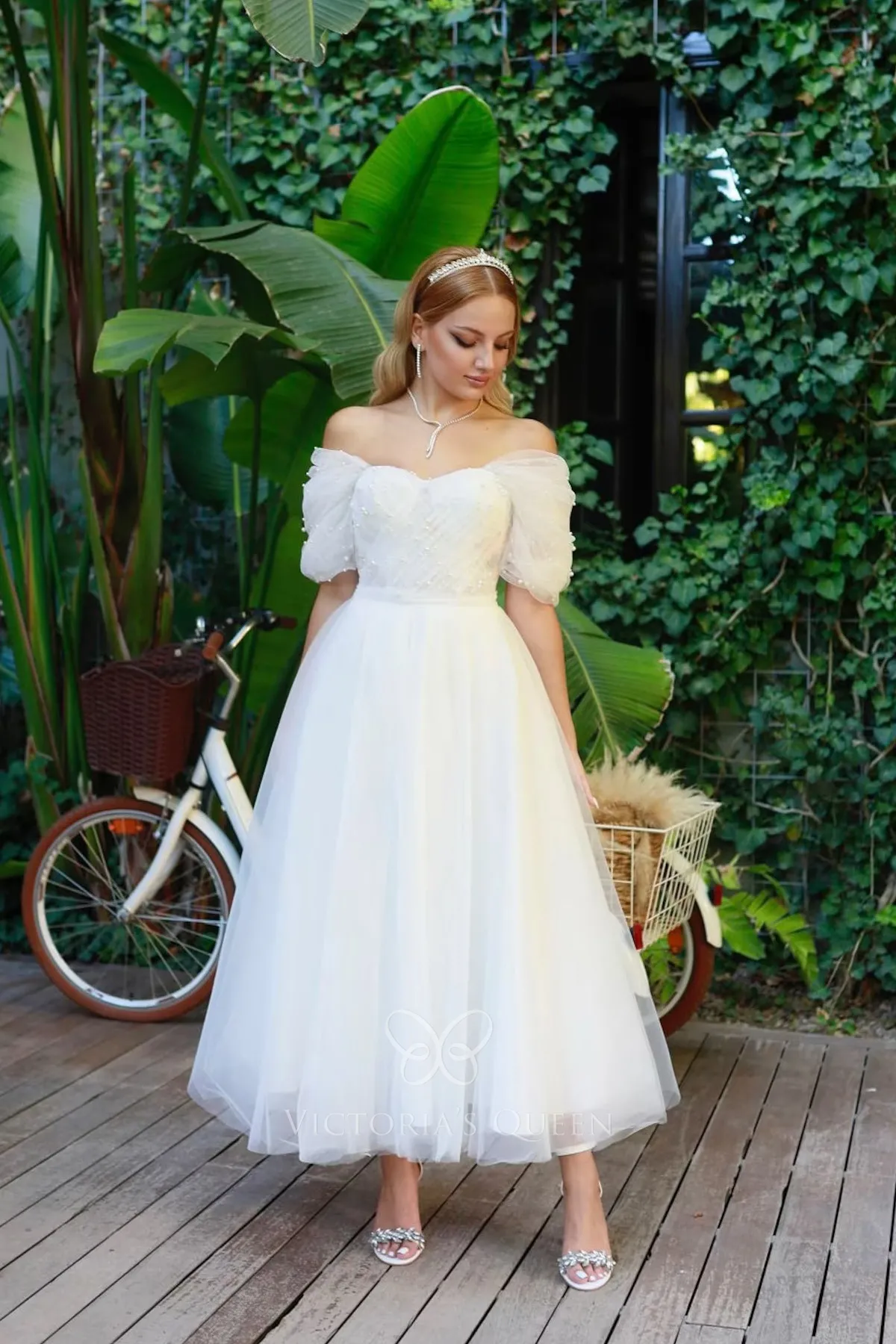 white pearly tulle ankle length bridal shower dress white pearly tulle ankle length bridal shower dress