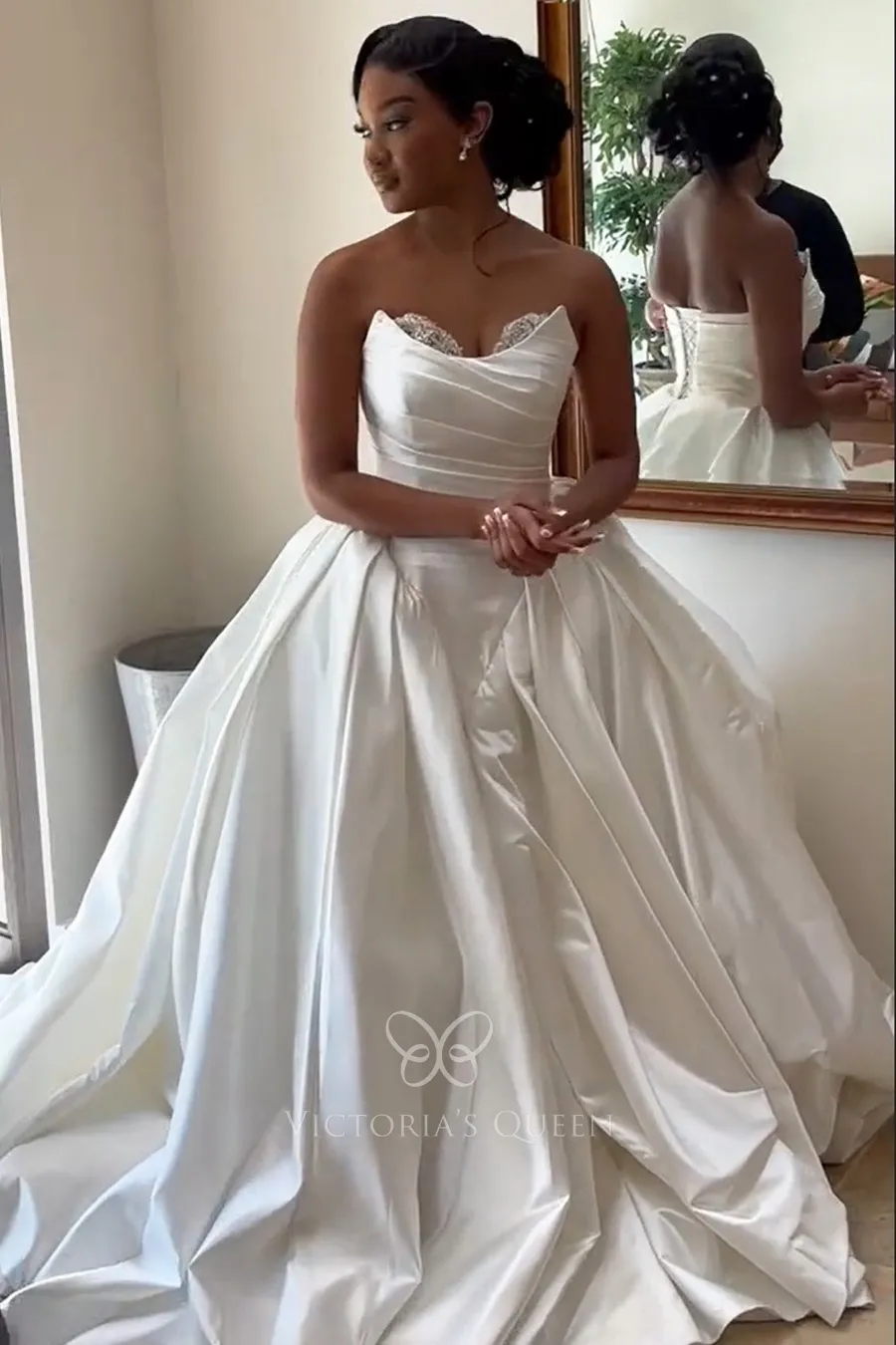 lace detailed ivory ruched satin ball gown wedding dress lace detailed ivory ruched satin ball gown wedding dress