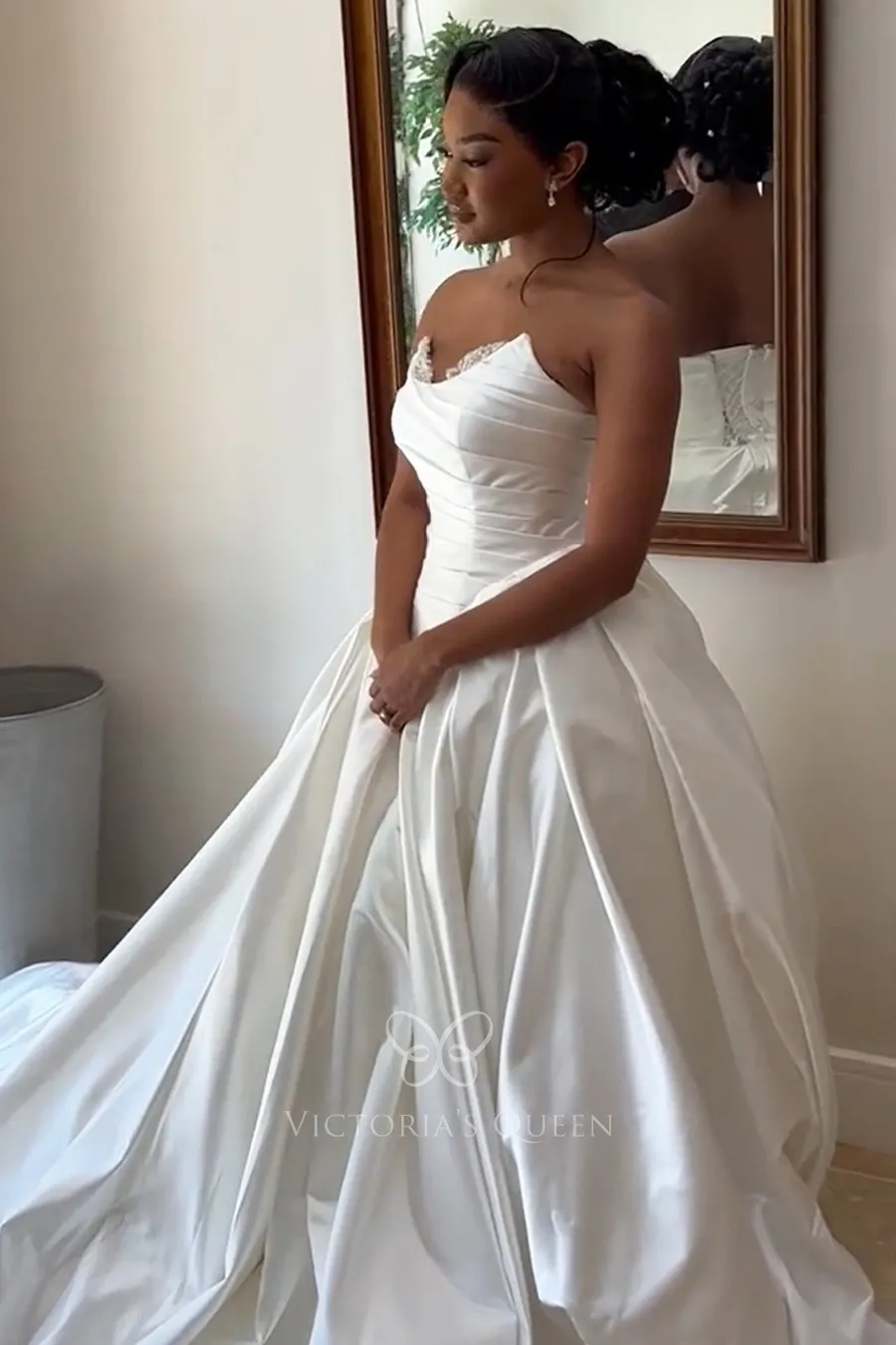 strapless ruched satin black girl wedding gown strapless ruched satin black girl wedding gown