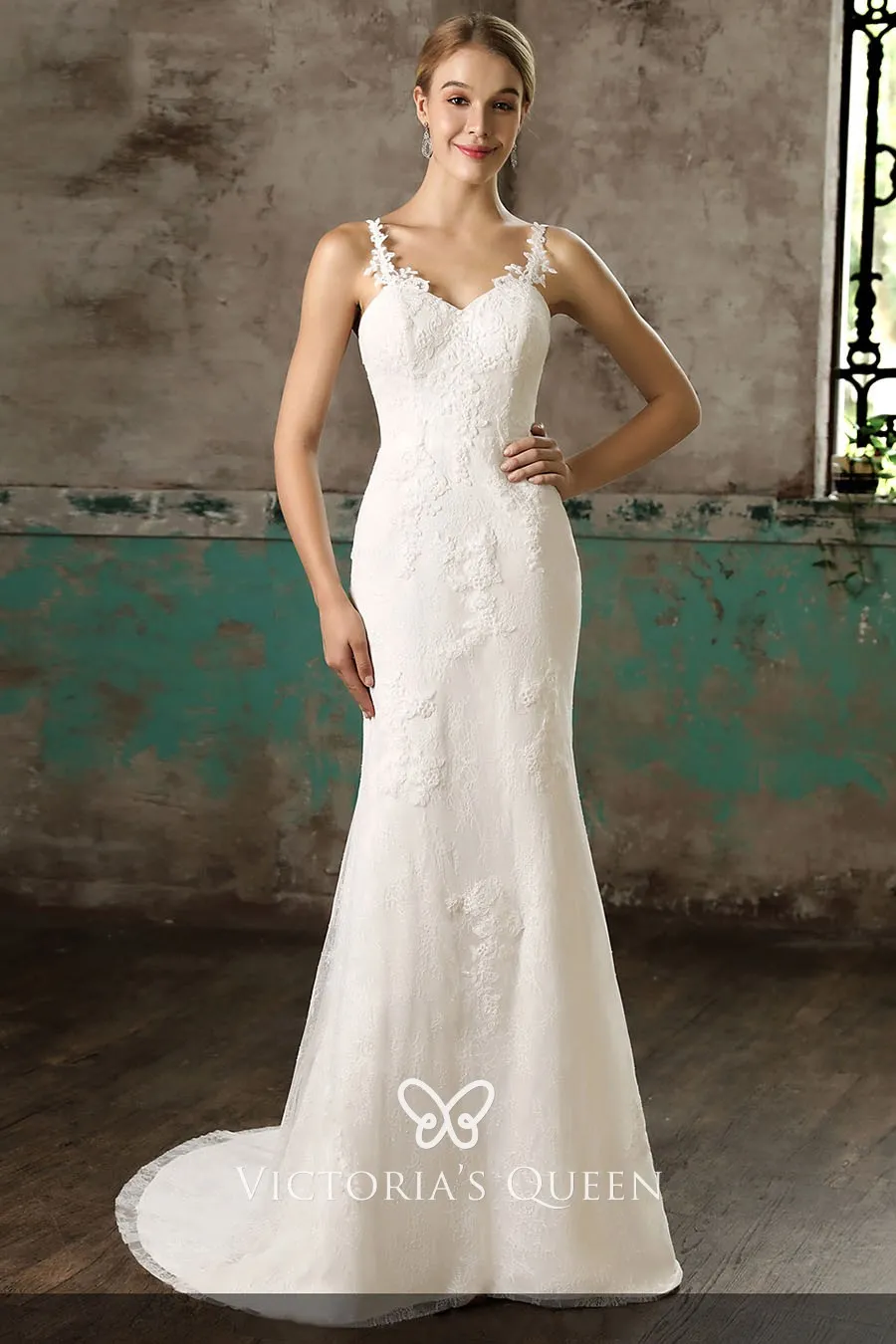 simple ivory lace wedding dress