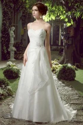 one shoulder strap draped bodice unique bridal ballgown