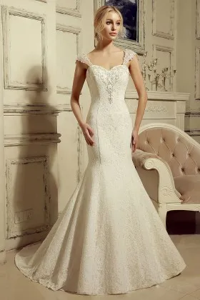 beaded sweetheart cap sleeve lace vintage wedding dress