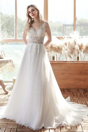 sexy sheer lace mesh sleeveless a line spring bridal dress