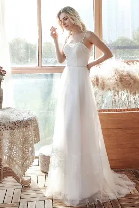 beaded sweetheart spaghetti straps a line spring bridal gown