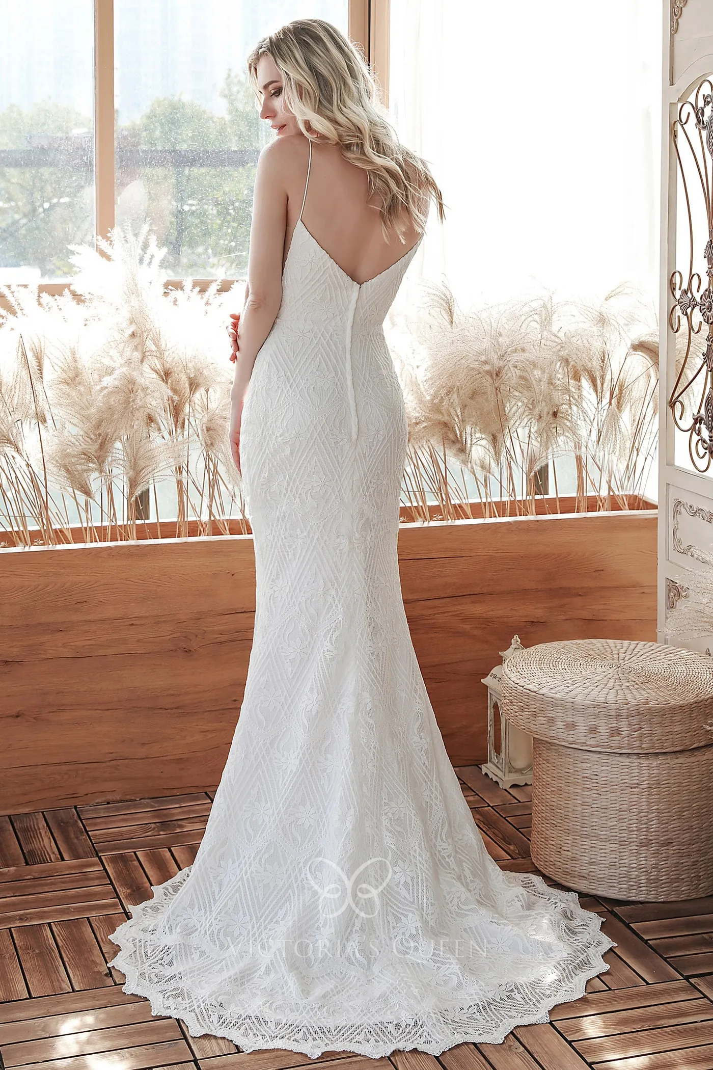 patterned lace low back wedding dress with sweep train patterned lace low back wedding dress with sweep train