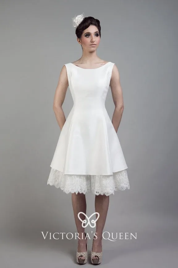 1950s Vintage Inspired Tea-length Layered Bridal Dress - VQ