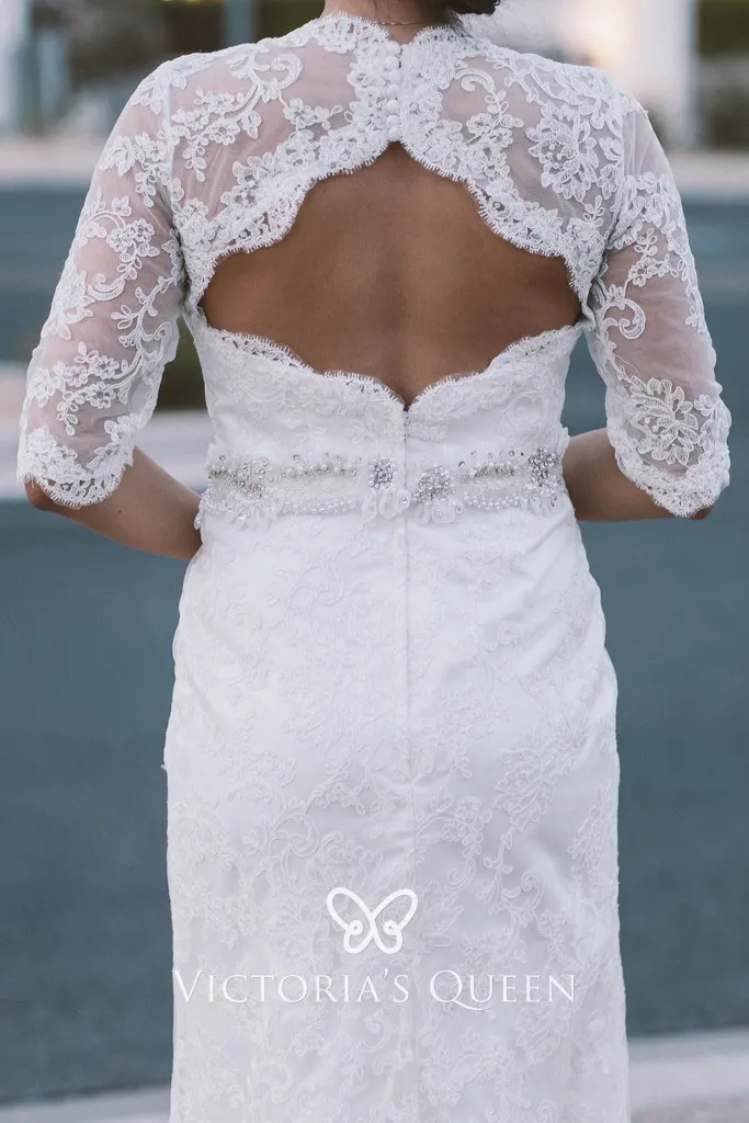 white scalloped dress