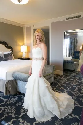 classic timeless ivory mermaid tiered floor length fall wedding dress