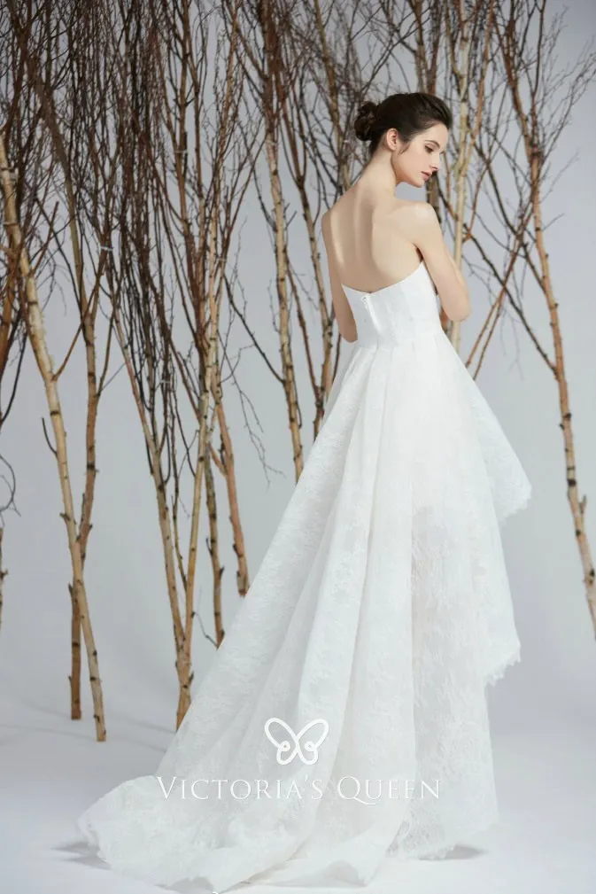 modern high low white lace strapless sweetheart wedding dress modern high low white lace strapless sweetheart wedding dress