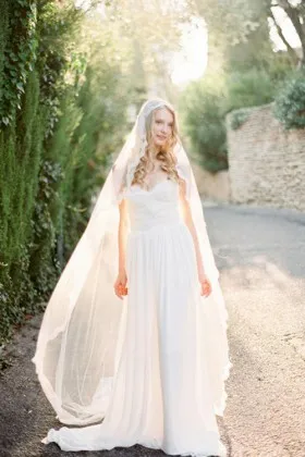 lace and chiffon strapless sweetheart empire waist destination wedding dress