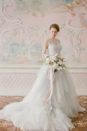 sparkling crystal embellished timeless tulle ball gown wedding dress