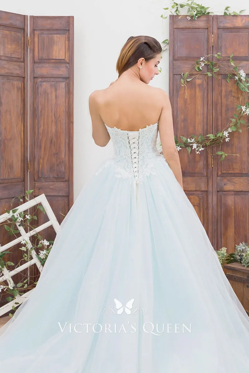 light blue lace and tulle off the shoulder unique wedding dress light blue lace and tulle off the shoulder unique wedding dress