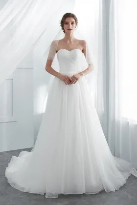classic strapless sweetheart neck a line spring wedding gown