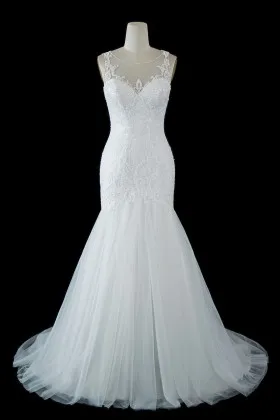 Sequinned lace and tulle Drop Waist Wedding Dress