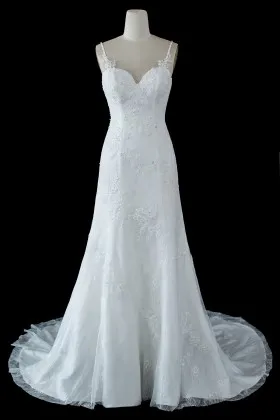 beaded lace tulle floor length classic wedding dress