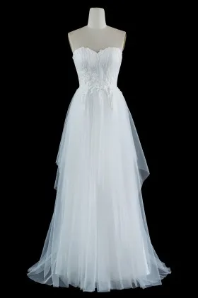 simple strapless sweetheart floor length wedding dress