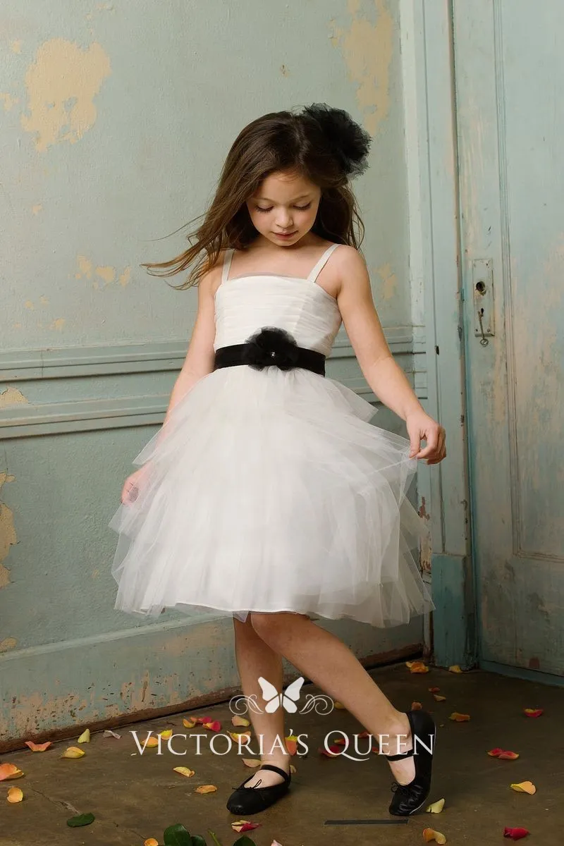a line knee length flower girl dress