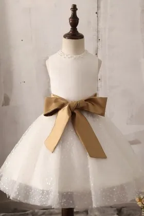 diamond pearls embellished ivory tulle beautiful flower girl dress