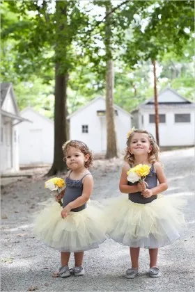 Dramatic two tone short tulle flower girl dress