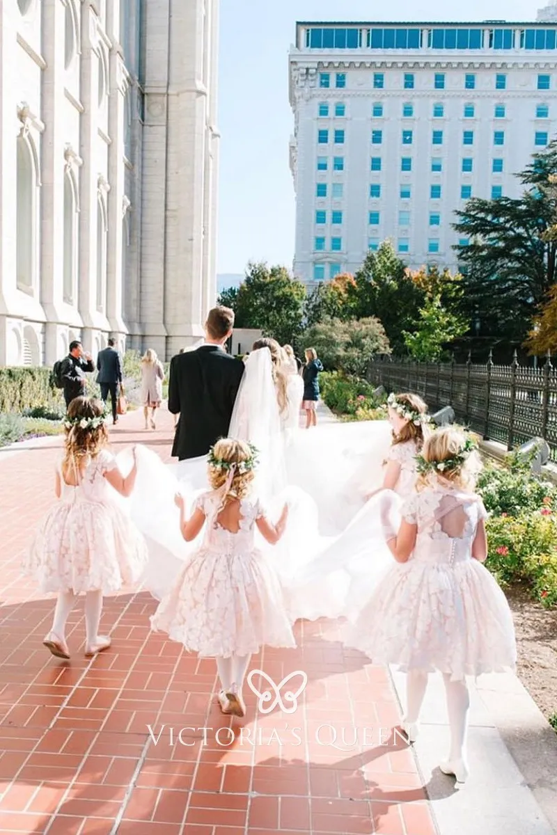 white lace flower girl dresses
