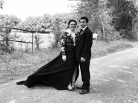 black prom dress with long train