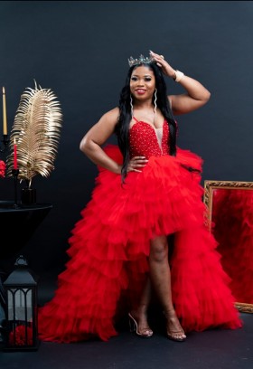 Review of Sexy Red Beaded Bodice Gown