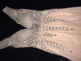 jeweled champagne prom dress