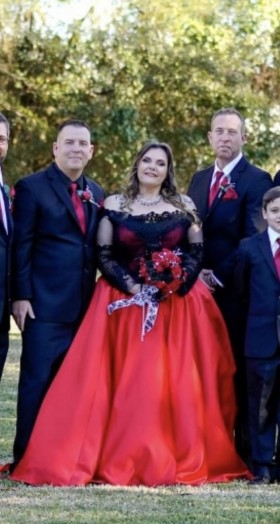 amazing black and red wedding gown