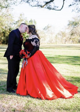 perfect black and red wedding gown
