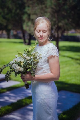 custom cap sleevd bridal dress